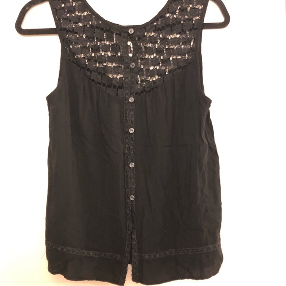 Black Tank Top with Button Back - Picture 2 of 2